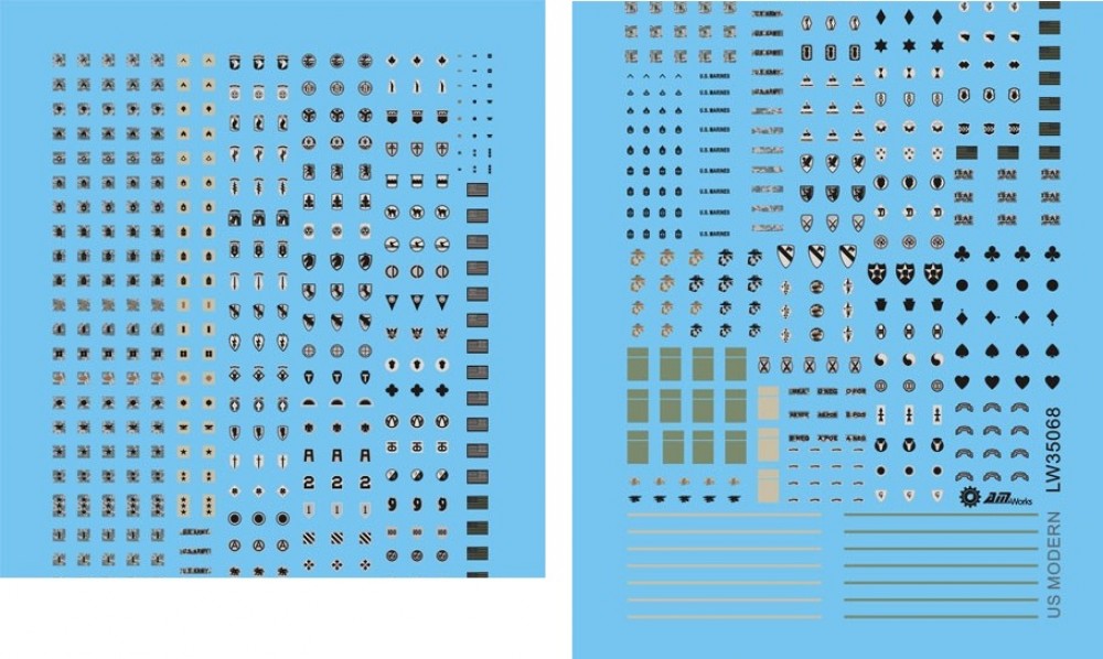 1/35 Modern US ARMY Uniform Insignia Decal set (ACUPAT & MARPAT)