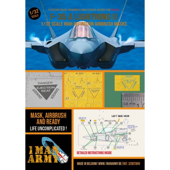 1/32 Lockheed Martin F-35 A Lightning II Markings & Stencil Masks for Italeri kits