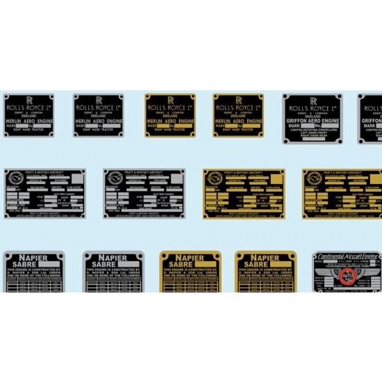 Decal for 1/24 WWII Metallic Placards & Dataplates