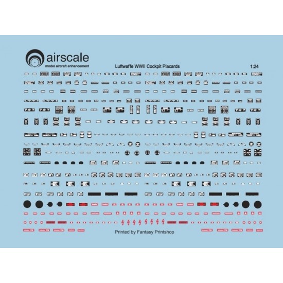 1/24 WWII Luftwaffe Cockpit Placards & Dataplates Decals