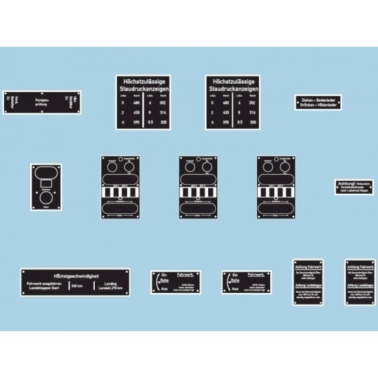 1/24 WWII Luftwaffe Cockpit Placards & Dataplates Decals