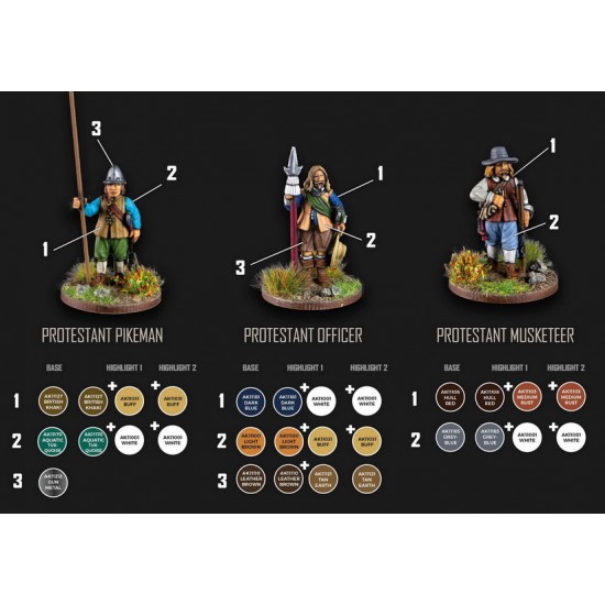 Acrylic Paint (3G) Wargame Signature Set - Thirty Years War 1618-1648 Archiduque (18 colours, 17ml each)