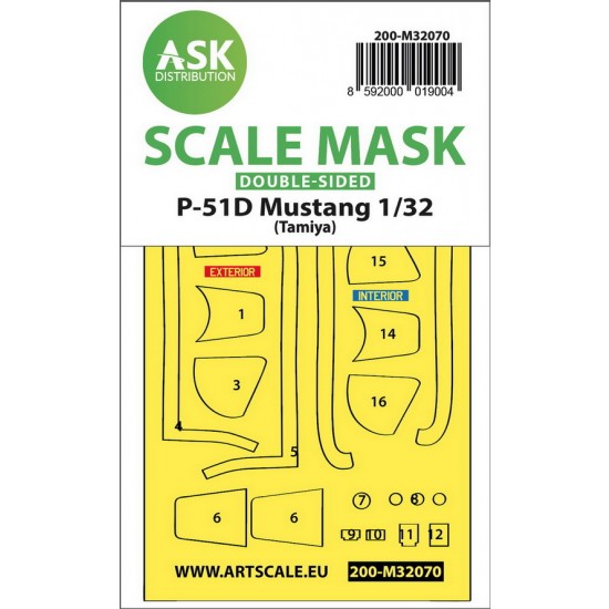 1/32 P-51D Mustang Double-sided fit Mask for Tamiya kits