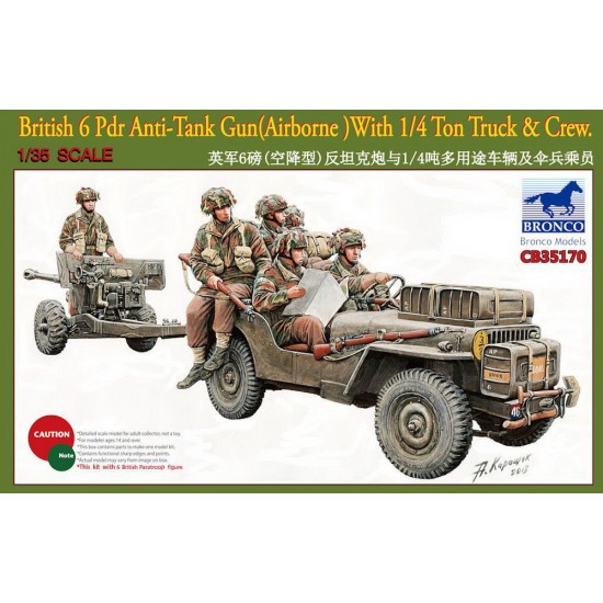 1/35 British 6Pdr Anti-Tank Gun (Airborne) with 1/4ton Truck & Crew