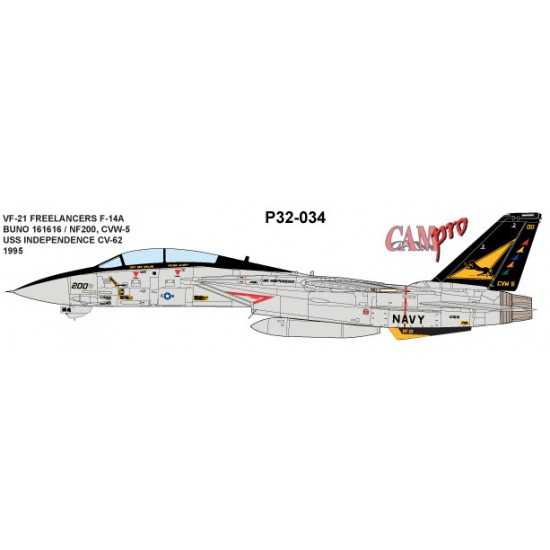 Decals for 1/32 Grumman F-14A VF-21 Freelancers