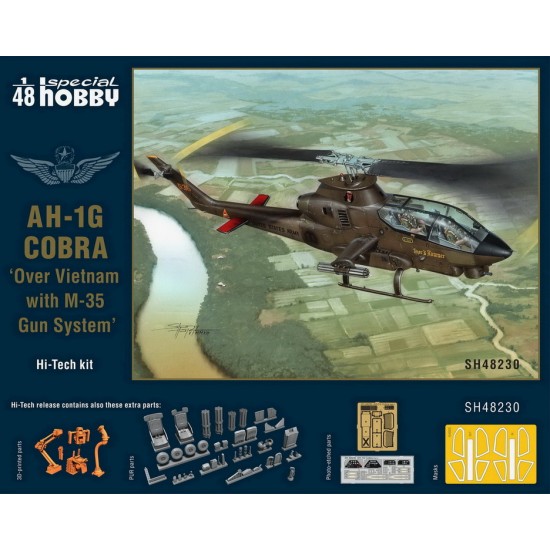 1/48 Bell AH-1G Cobra Over Vietnam with M-35 Gun System Hi-Tech Kit