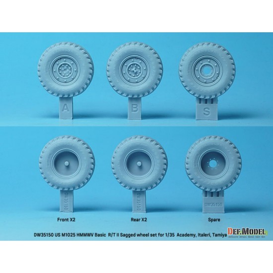 1/35 US M1025 HMMWV Basic R/T II Sagged Wheel set for Academy/Italeri/Tamiya kits