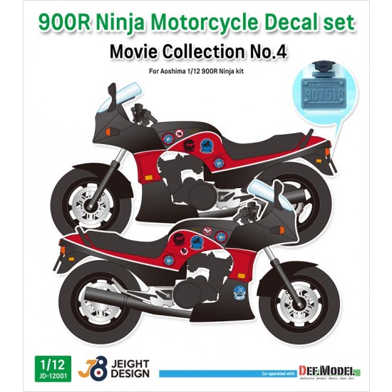 1/12 Movie Collection No.4 - 900R Ninja Decal set for Aoshima GPZ900R A2 Export ver. 1985