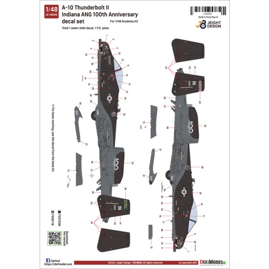 Decals for 1/48 USAF A-10C Decal set Indiana ANG 100th Anniversary [JEIGHT design]