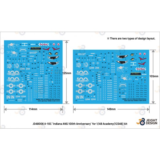 Decals for 1/48 USAF A-10C Decal set Indiana ANG 100th Anniversary [JEIGHT design]