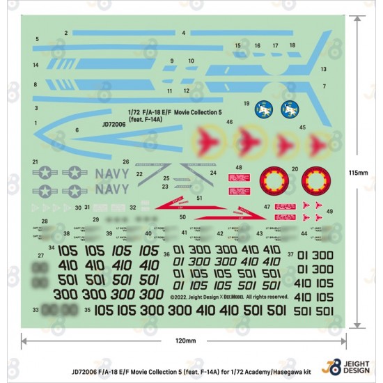 1/72 Movie Collection No.5 - F/A-18E/F Super Hornet Decal set for Academy/Hasegawa kits