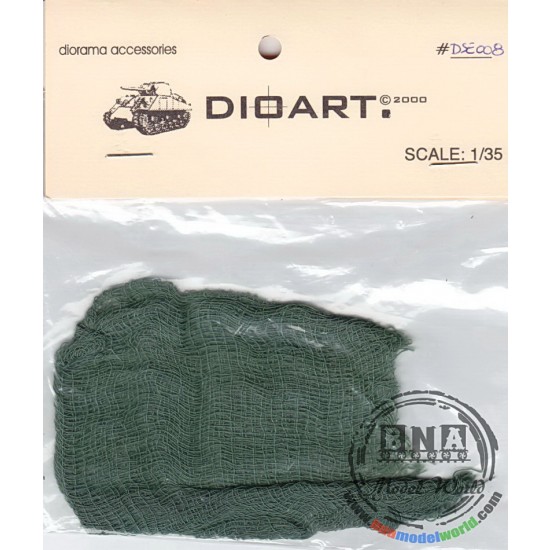 1/35 WWII Green Camouflage Netting (x1 dark green 8x8 fine cotton gauze)