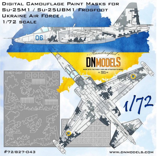 1/72 Su-25M1/UBM1 Frogfoot Ukrainian Digital Camo Paint Masking