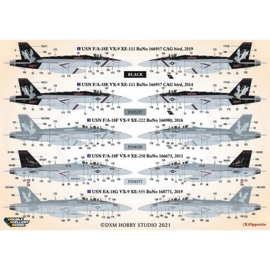 Decals for 1/48 USN Boeing F/A-18E/F Super Hornet & EA-18G Growler VX-9 Vampires