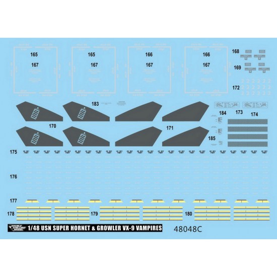 Decals for 1/48 USN Boeing F/A-18E/F Super Hornet & EA-18G Growler VX-9 Vampires