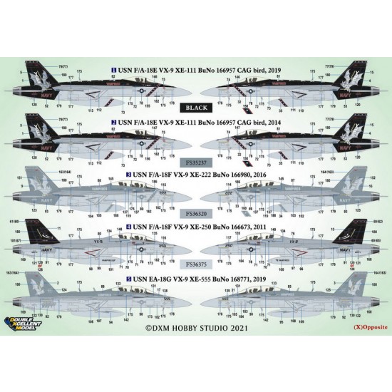 1/72 USN F/A-18E/F & EA-18G VX-9 Vampires Decals for Academy/Hasegawa/Italeri/Revell kits