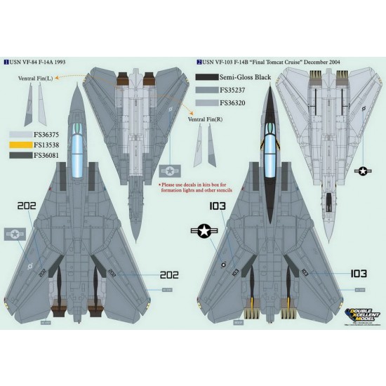 1/48 USN F-14A/B VF-84/101/103/ & IRIAF #1 Decals for Hasegawa/Italeri/Revell/Tamiya