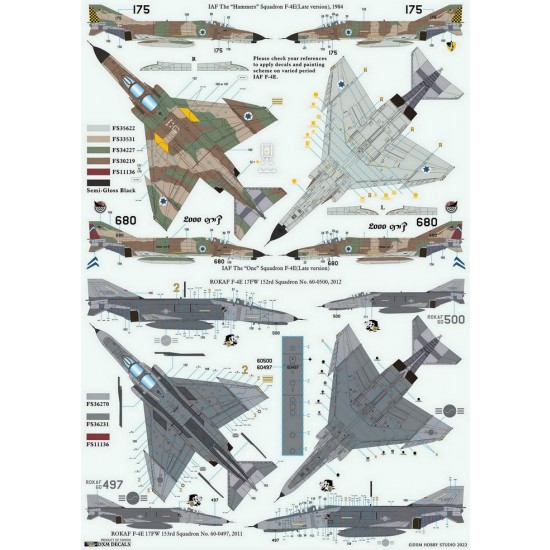 Decals for 1/48 IAF & ROKAF F-4E Phantom Collection #1