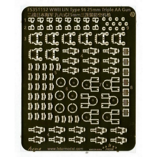 1/350 WWII IJN Type 96 25mm Triple AA Gun (6 set)