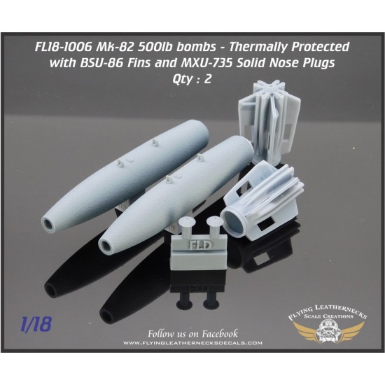 1/18 MK-82 500lb Bomb with BSU-86 fin, MXU-735 Nose Plug TP (2 Bombs)