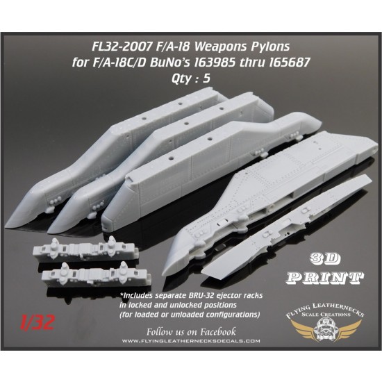 1/32 1005/1033 F/A-18C/D Pylons for BuNos 163985 thru 165532