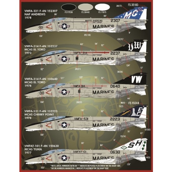 1/48 USMC Rhinos PT3 Decals for 8 F-4Ns and 2 F-4Js