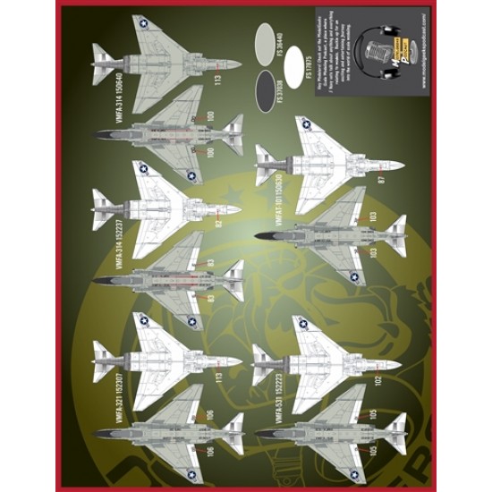 1/48 USMC Rhinos PT3 Decals for 8 F-4Ns and 2 F-4Js