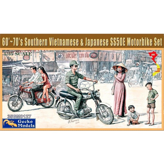 1/35 60-70s Southern Vietnamese and Japanese Motorbike Set