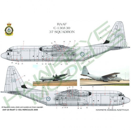 RAAF Decals for 1/72 Lockheed C-130J-30 Hercules II 37 SQN Delivery scheme