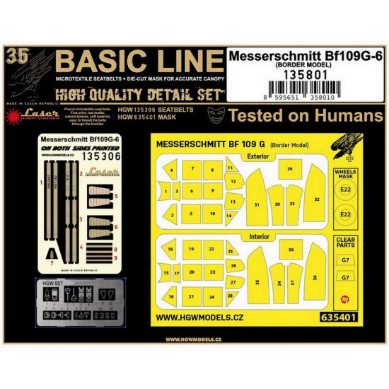 1/35 Messerschmitt Bf 109G-6 Fighter Seatbelts & Masking for Border Model