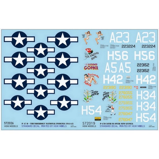 1/72 Republic P-47D Thunderbolt Razorback 58th FG Over New Guinea Standard Decals