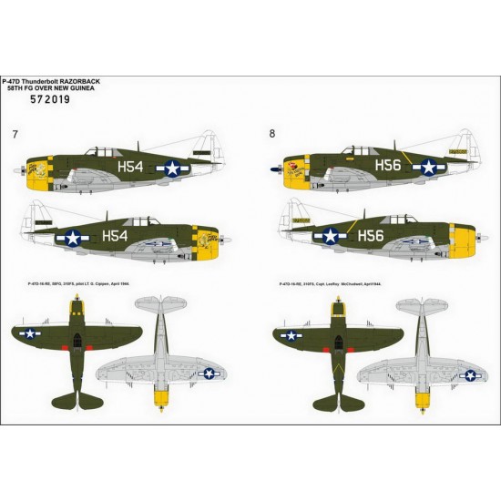 1/72 Republic P-47D Thunderbolt Razorback 58th FG Over New Guinea Standard Decals