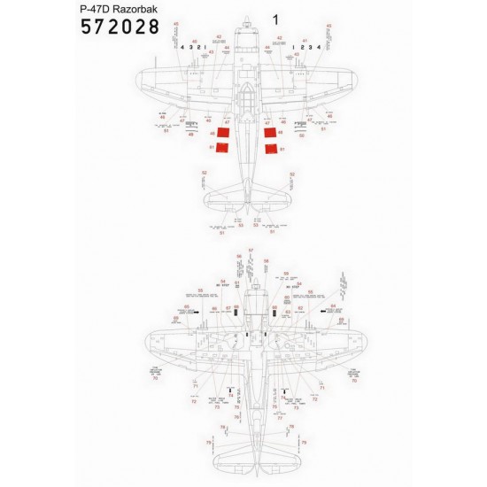 1/72 Republic P-47D Thunderbolt Razorback 58th FG Over New Guinea Standard Decals