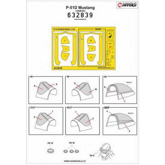 1/32 P-51D Mustang Paint Masking for Tamiya kit