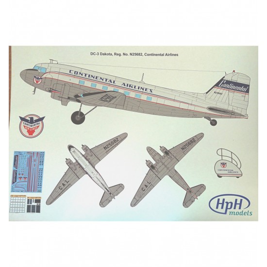 1/32 Douglas DC-3 Dakota with Highly Detailed Interior. Decals for Continental Airlines