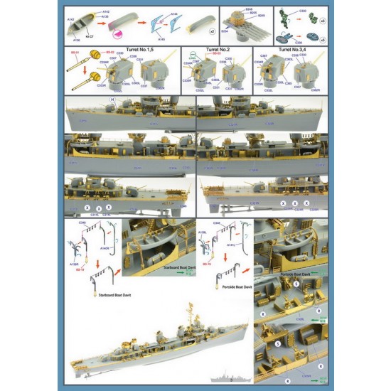 1/350 US Navy DD445 Fletcher Detail-Up Set for Tamiya kit #78012