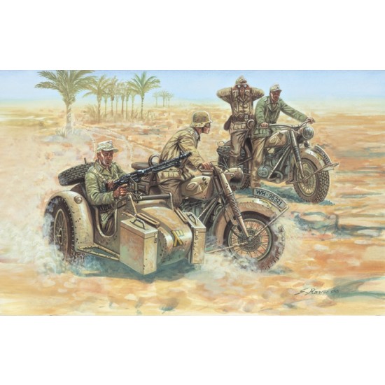 1/72 WWII German Motorcycles Pack w/4 Motorcycles and 16 Figures