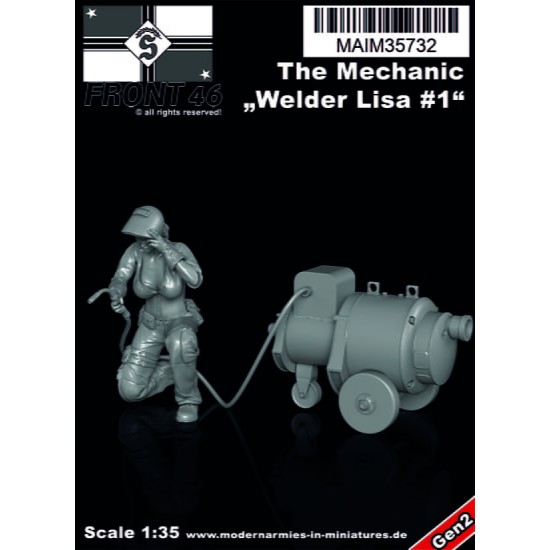 1/35 Welder Girl (without Helmet) with Welding Machine