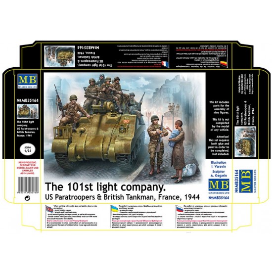 1/35 The 101st Light Company US Paratroopers & British Tankman in France 1944 (9 Figures)