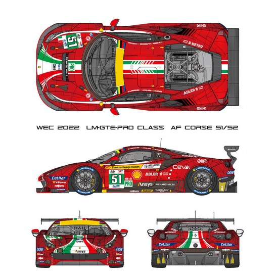 1/12 Ferrari 488 GTE Evo 2022 WEC 2022 LM GTE PRO AF Corse #51/#52