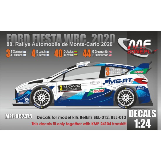 1/24 Ford Fiesta WRC 2020 88. Rallye Monte - Carlo 2020 Decal