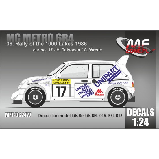 1/24 MG Metro 6R4 - 36th Rally of the 1000 Lakes 1986 Decal for BELKITS