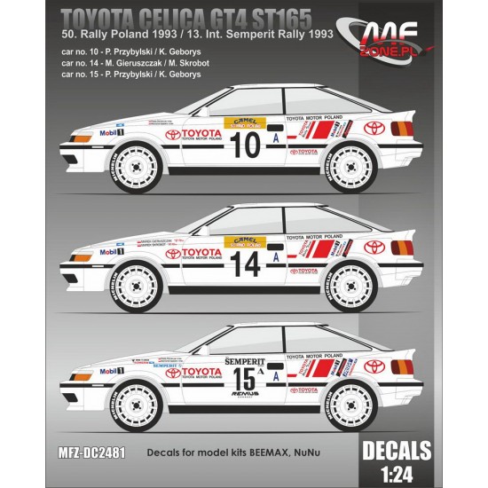 1/24 Toyota Celica GT-4 ST165 - Rally Poland 1993 Decal for Beemax/NuNu