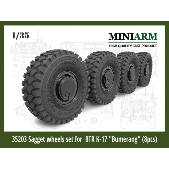 1/35 BTR K-17 Bumerang Sagged Wheel set (8pcs) for Zvezda kits