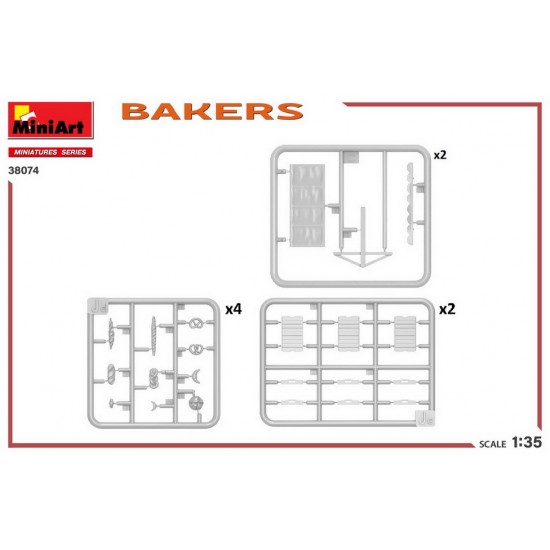 1/35 Bakers: 2 Figures, Wooden Crates w/Bakery Products