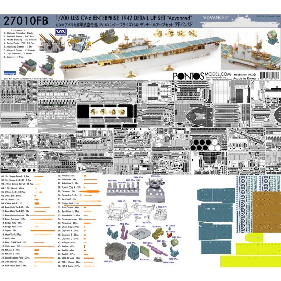 1/200 USS CV-6 Enterprise 1942 Detail up set (20B Deck Blue)