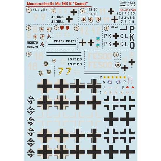 Decals for 1/48 Messerschmitt Me-163B Komet