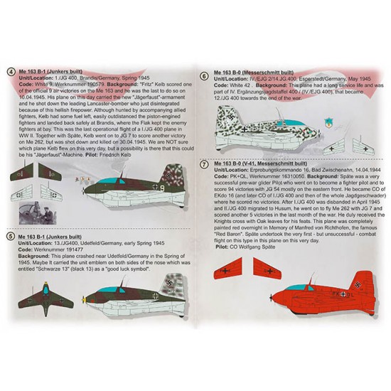 Decals for 1/48 Messerschmitt Me-163B Komet