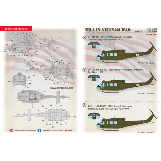 Decals for 1/48 Bell UH-1 Huey in Vietnam War Part 2