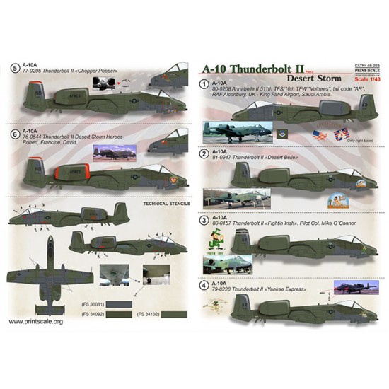 Decal for 1/48 A-10 Thunderbolt. Desert Storm Part 2